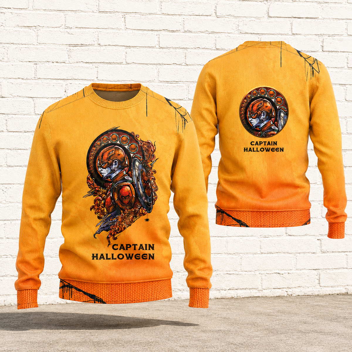 Captain Halloween Sweatshirt Lightweight Long Sleeve Crew Neck Graphic Pullover Character Print Soft Streetwear Unisex