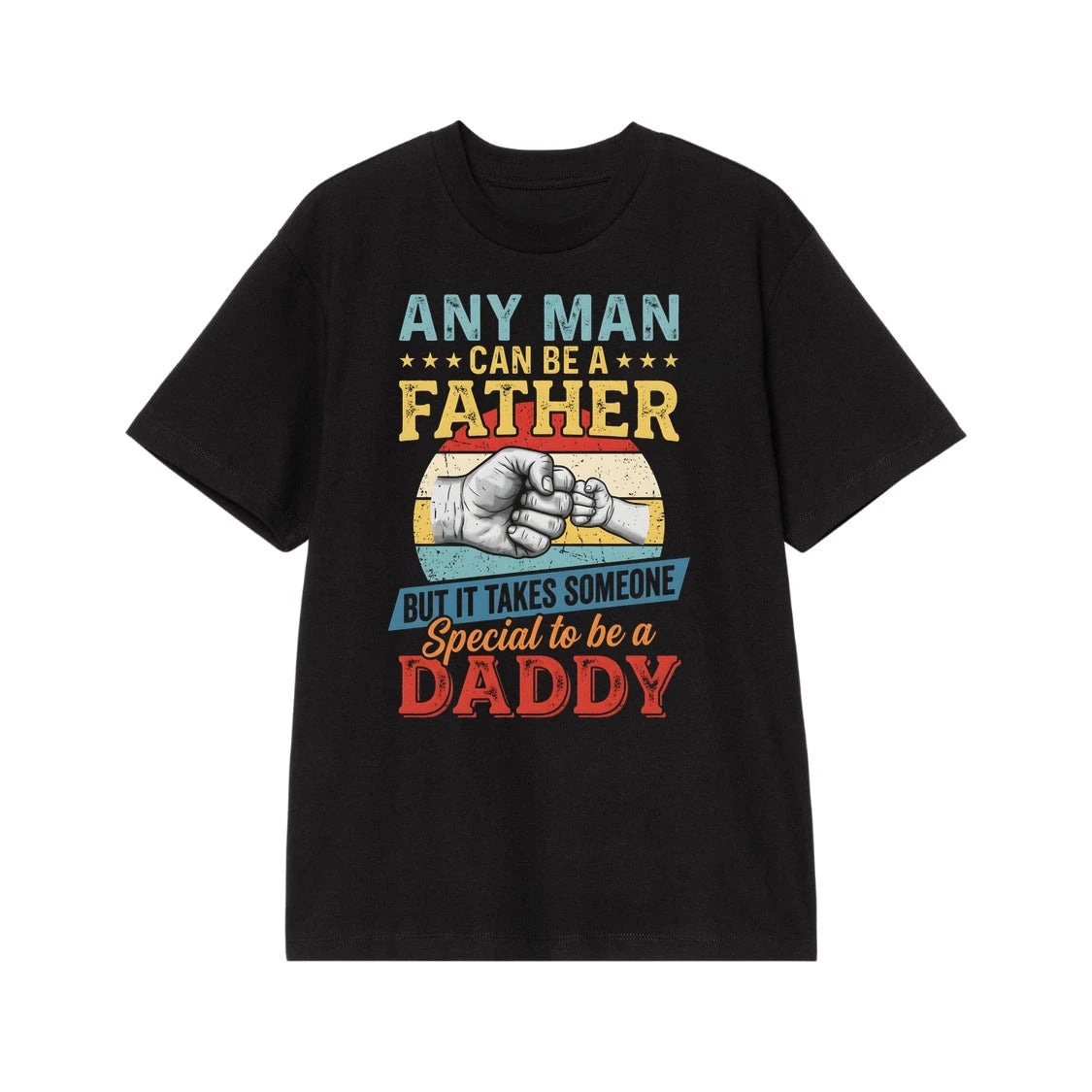 Family Bond Father Quote T-Shirt Black Cotton Blend Short Sleeve Crew Neck Graphic Tee for Dads and Grandpas