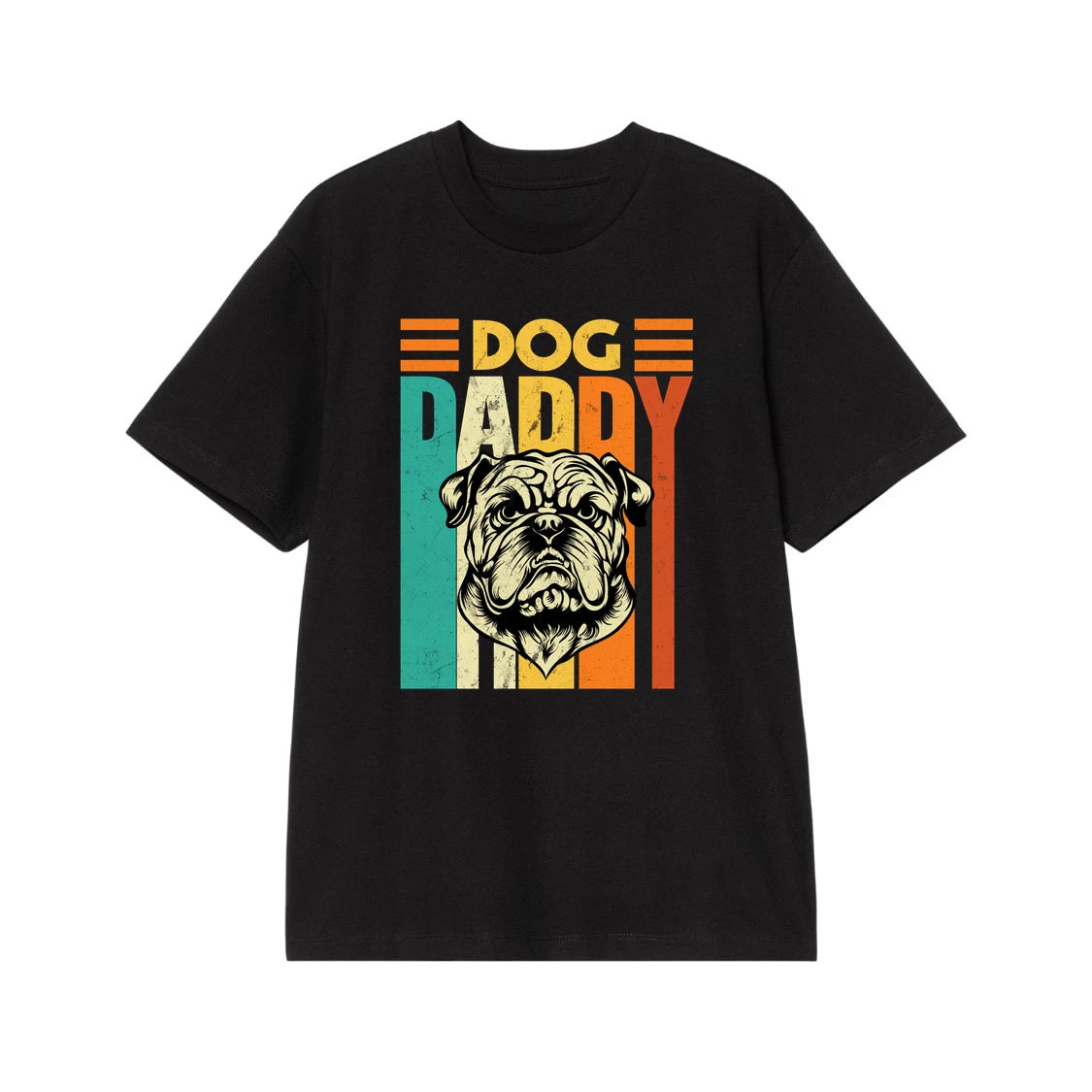 Dog Daddy Vintage Bulldog T-Shirt - Comfortable Short Sleeve Graphic Tee for Men and Women - Brown Pet Lover Apparel
