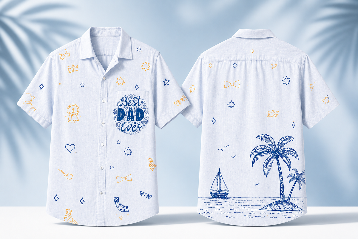 Best Dad Ever Hawaiian Shirt - Meaningful Father's Day Gift - Lightweight Breathable Short Sleeve Button Down Aloha Shirt