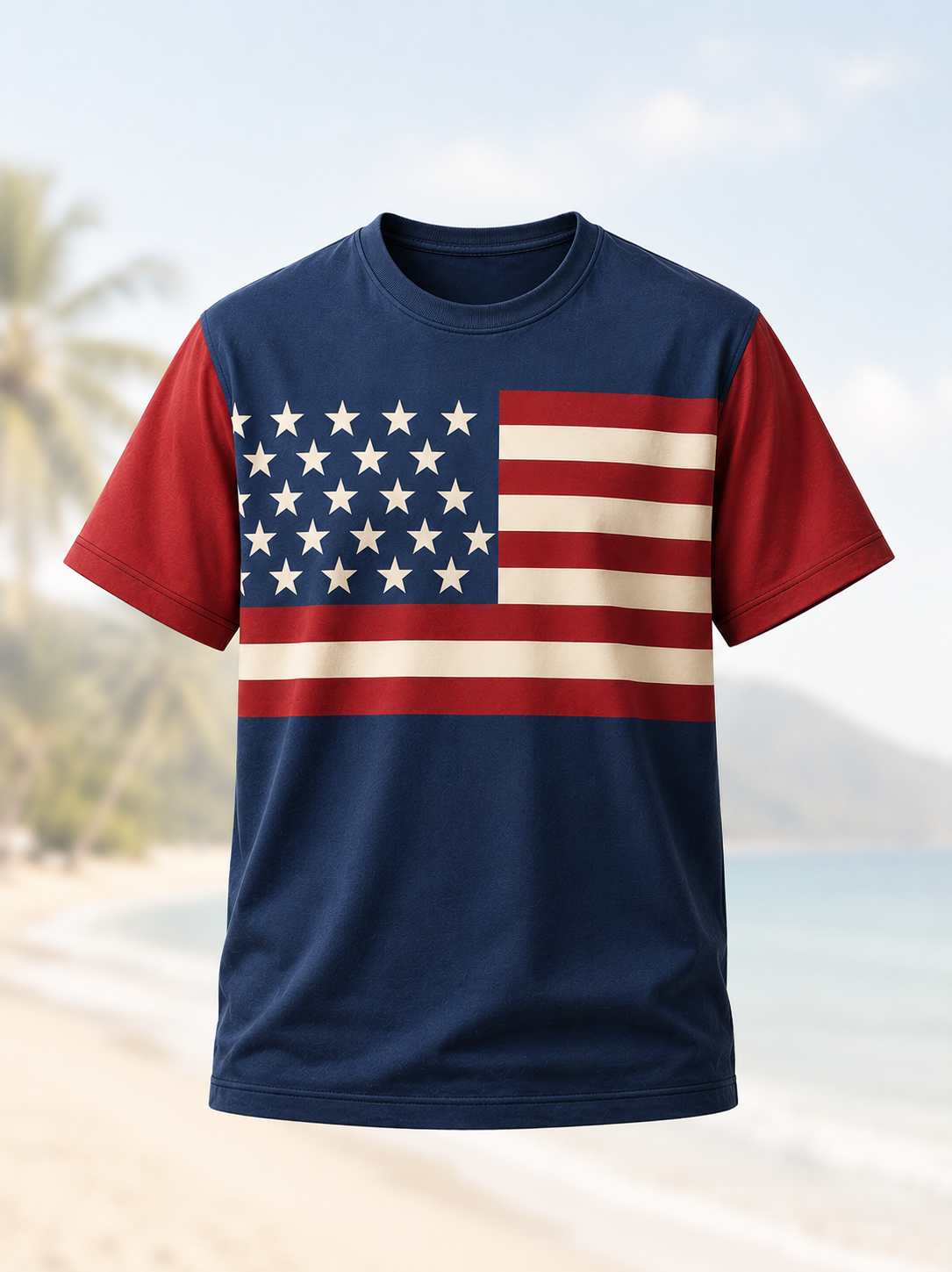 Classic American Flag Patriotic T-Shirt - Lightweight Breathable Short Sleeve USA Flag Graphic Tee