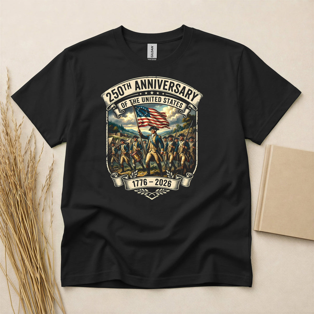 American Independence 250th Celebration T-Shirt Lightweight Breathable Graphic Tee for Men and Women Soft Patriotic Cotton Blend Shirt
