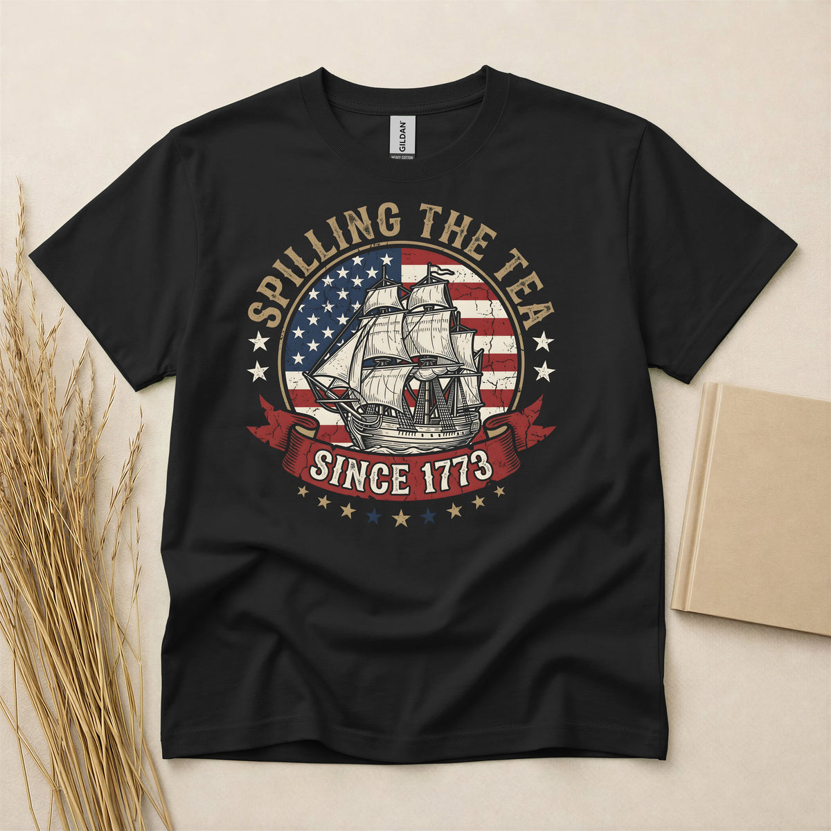 Spilling The Tea Since 1773 USA Heritage T-Shirt - Patriotic Historical Graphic Tee - Soft Cotton Short Sleeve Shirt