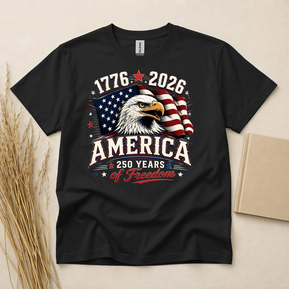 Patriotic Eagle America 250th Anniversary T-Shirt - US Flag Graphic Tee - Lightweight Breathable Soft Cotton Short Sleeve Shirt