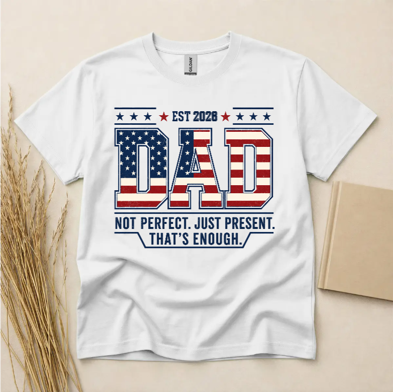 American Flag Dad Fathers Day T-Shirt - Patriotic US Flag Graphic Tee for Men - Short Sleeve Crew Neck Cotton Blend Shirt - Black