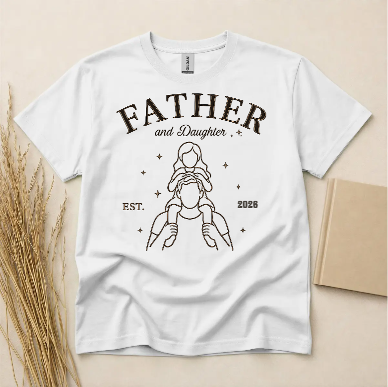 Father Daughter Bond Graphic T-Shirt Personalized Family Tee Soft Breathable Lightweight Cotton Blend Shirt White