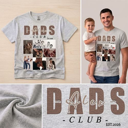 Personalized Photo T-Shirt for Fathers - Custom Picture Graphic Tee for Dad - White Breathable Cotton Crew Neck Short Sleeve Top