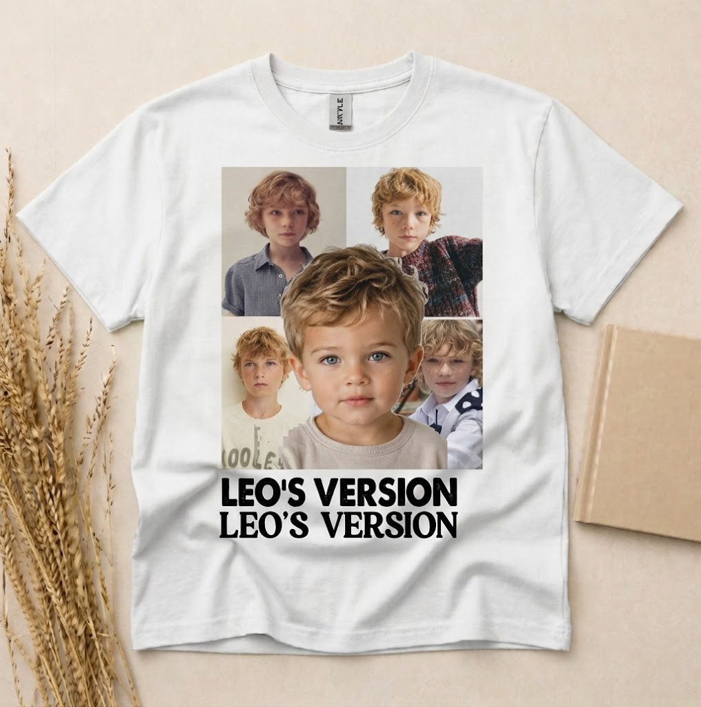 Personalized Your Version Custom Photo T-Shirt Unisex Basic Tee White Short Sleeve Crew Neck Custom Graphic Shirt