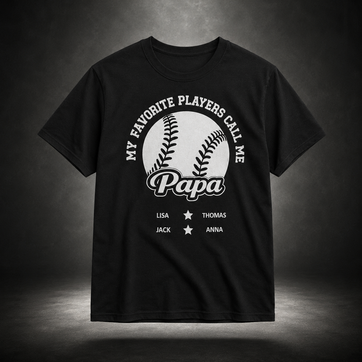 My Favorite Players Call Me Papa Personalized T-Shirt Custom Father's Day Baseball Graphic Tee Soft Breathable Cotton Navy Blue Shirt
