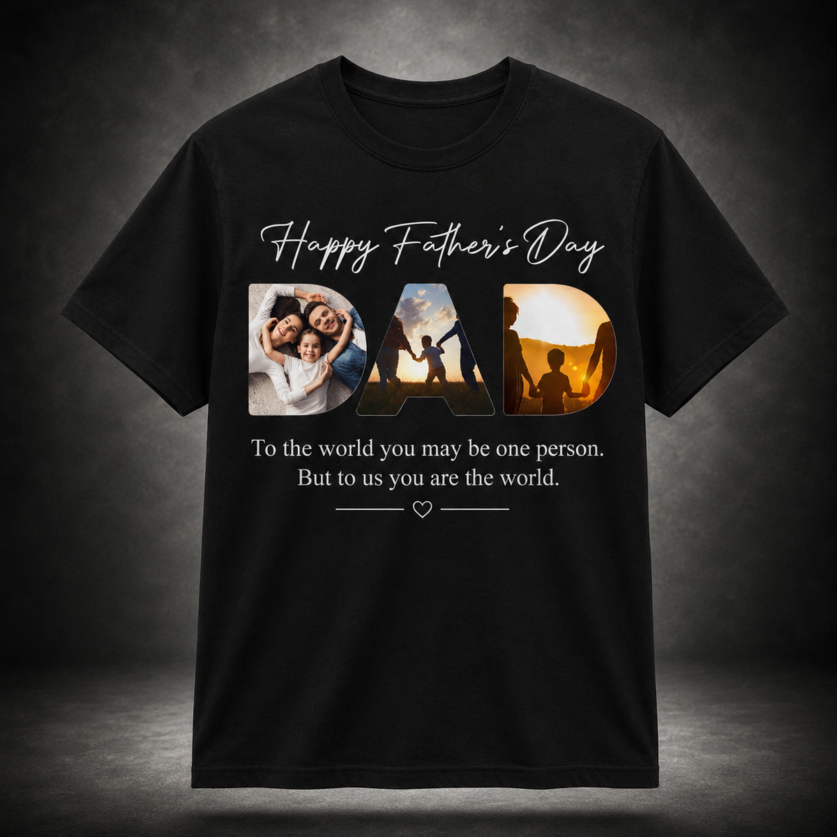 Personalized Father's Day Photo Collage T Shirt - Custom Picture Graphic Tee for Dad - White Short Sleeve Crew Neck Cotton Top