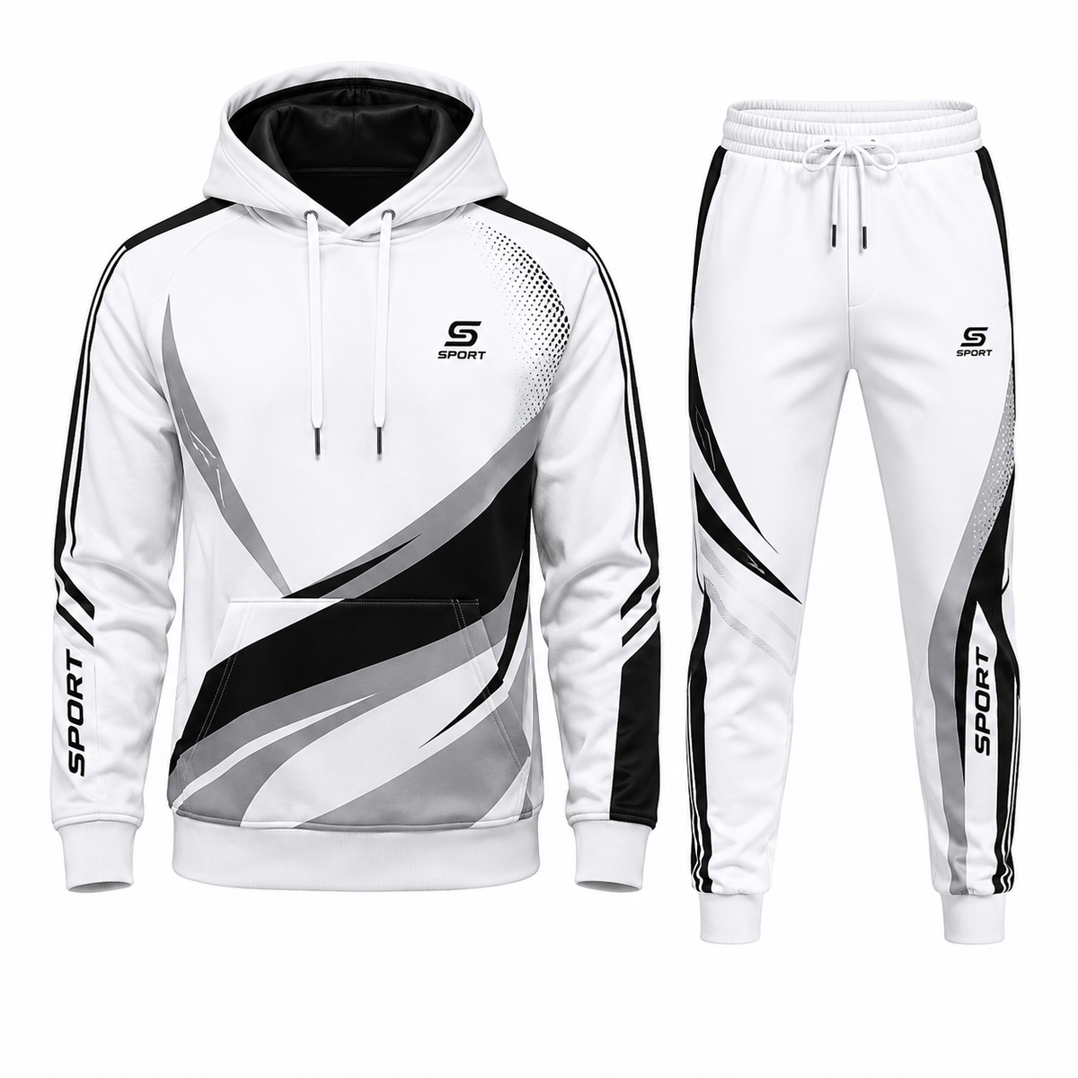 Sport Printed Tracksuit – Hoodie & Track Pants Set