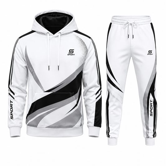 Sport Printed Tracksuit – Hoodie & Track Pants Set