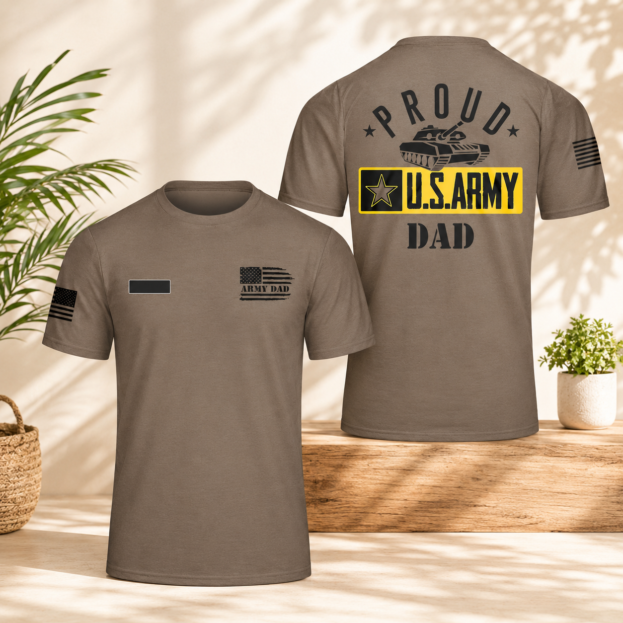 Proud U.S. Army Dad T-Shirt - Military Family Support Apparel - Breathable Cotton Crew Neck Short Sleeve Graphic Tee