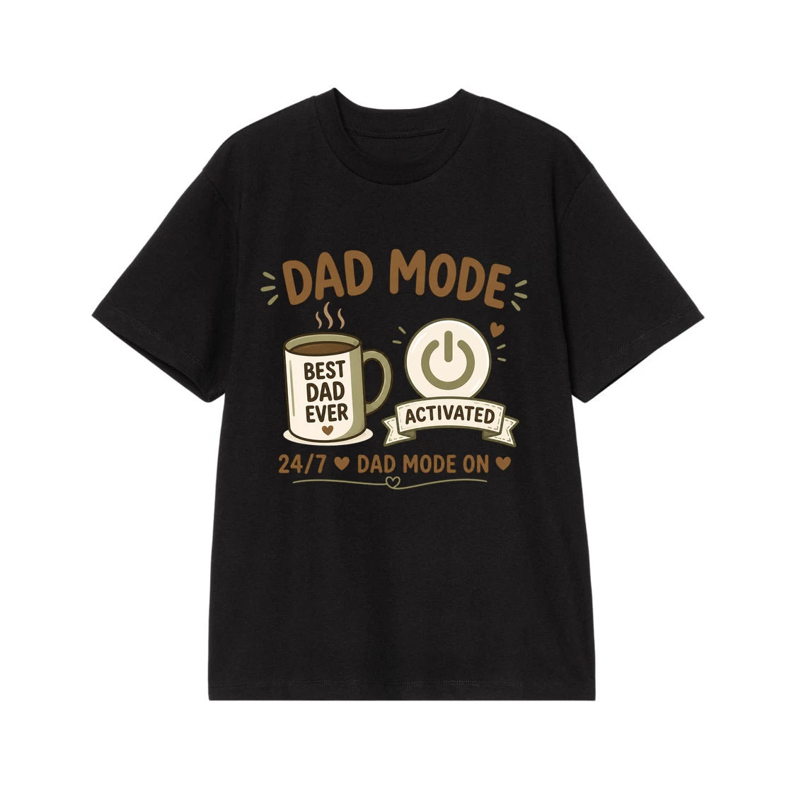 Best Dad Ever Dad Mode Activated T-Shirt - Comfortable Short Sleeve Graphic Tee for Men - Lightweight Breathable Cotton Blend Shirt