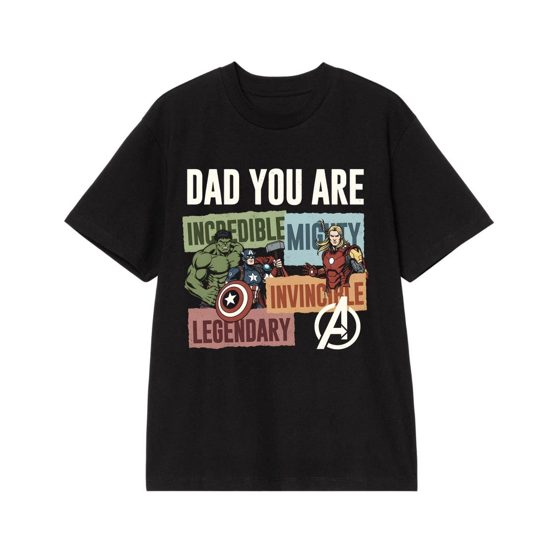 Legendary Dad Marvel Inspired Graphic T-Shirt - Black Short Sleeve Cotton Crew Neck Tee for Father's Day Gift - Hero Superhero Themed