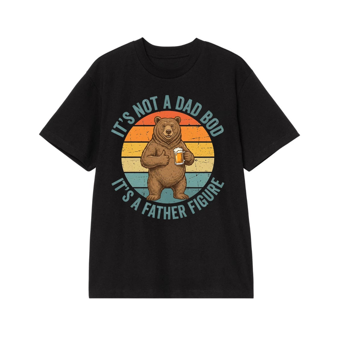 Father Figure Bear Vintage Graphic T-Shirt - Brown Bear Outdoors Nature Illustration - Soft Breathable Cotton Tee