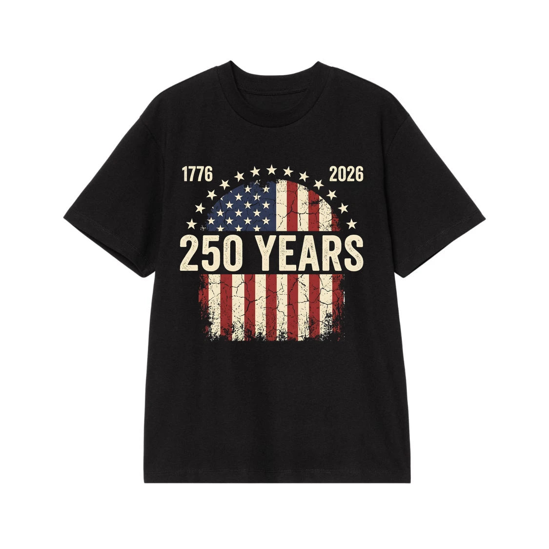 Patriotic American Flag 250 Years Graphic T-Shirt Lightweight Breathable Cotton Blend Soft Short Sleeve Tee