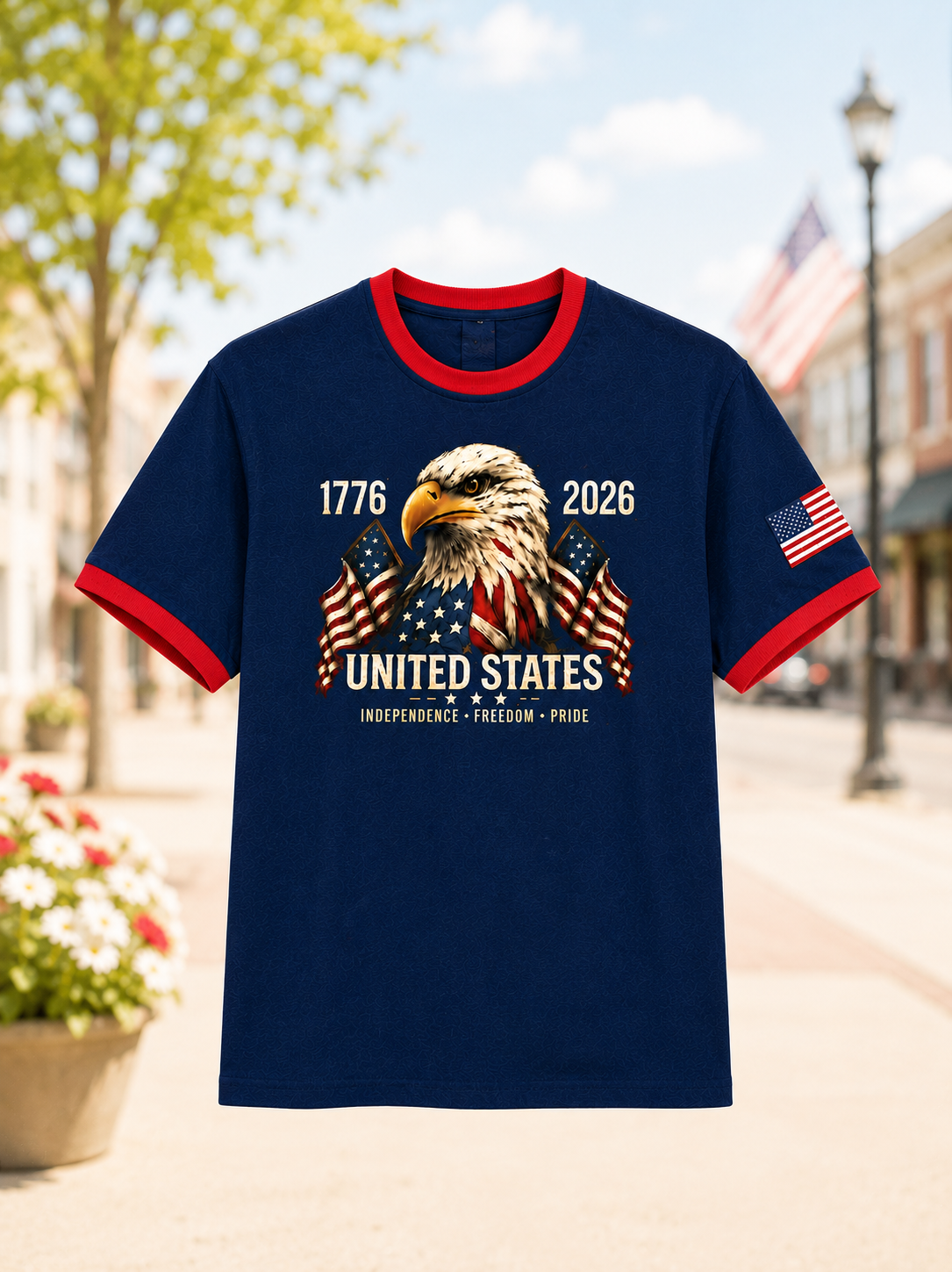 United States Eagle Patriotic Graphic T-Shirt Lightweight Breathable Soft Cotton Short Sleeve Crew Neck USA Flag Tee