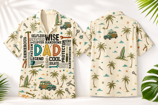Best Dad Ever Tropical Hawaiian Shirt Father's Day Gift - Lightweight Breathable Short Sleeve Button Down Floral Summer Top for Men