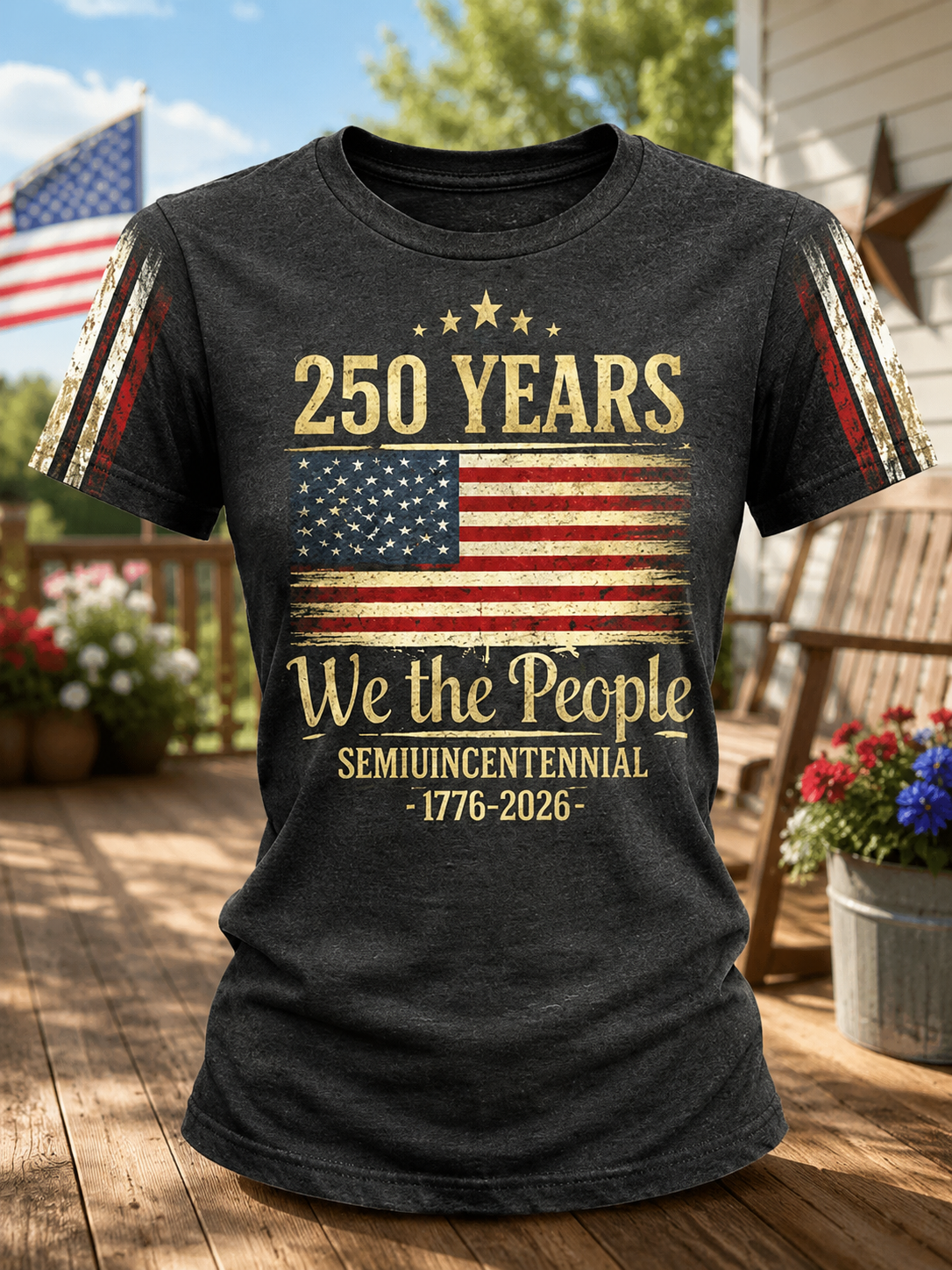 250 Years We The People Patriotic Graphic T-Shirt Lightweight Breathable Soft Cotton Unisex Navy Blue Tee