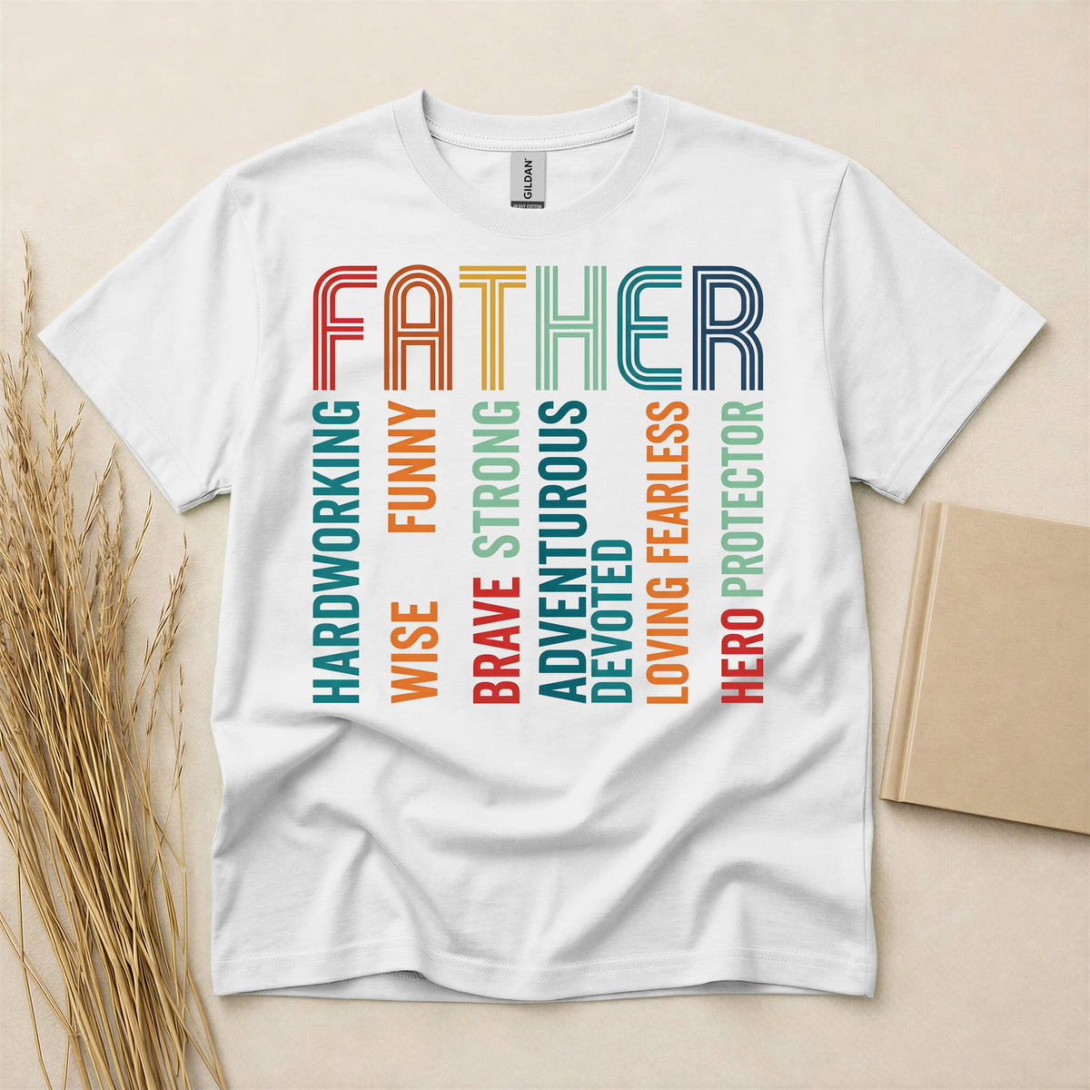 Strong Loving Father Typography Graphic T-Shirt Lightweight Breathable Soft Cotton Blend Tee for Men