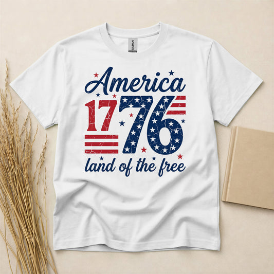 America Since 1776 Freedom Graphic T-Shirt Patriotic USA Heritage Tee Short Sleeve Crew Neck Basic Cotton Top