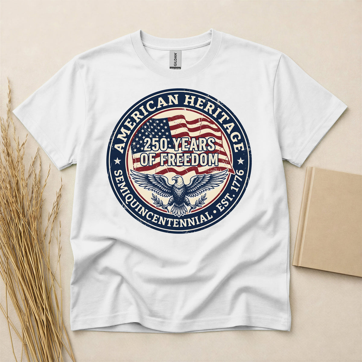 Patriotic Eagle American Heritage T-Shirt - Lightweight Short Sleeve Graphic Tee - Red White and Blue Americana Apparel