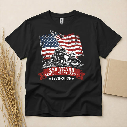 America 250 Years Semiquincentennial Patriotic T Shirt - USA 250th Anniversary Commemorative Graphic Tee - Soft Red White Blue Cotton Top