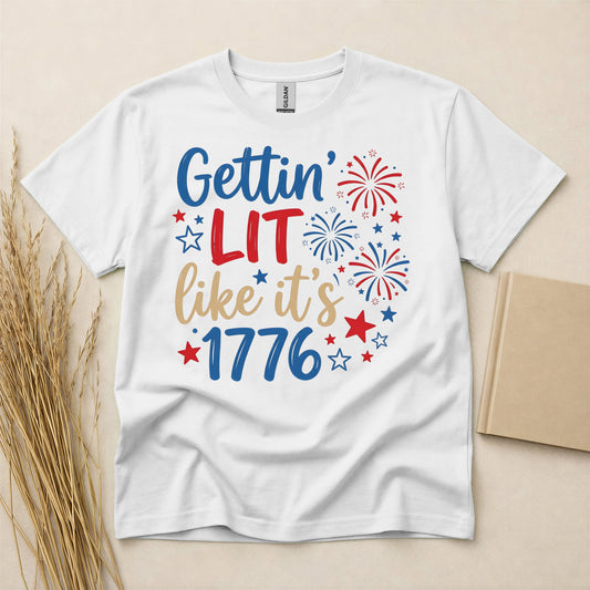 Funny America Birthday Since 1776 Patriotic T-Shirt - Lightweight Soft Cotton Blend Short Sleeve Tee for Men and Women