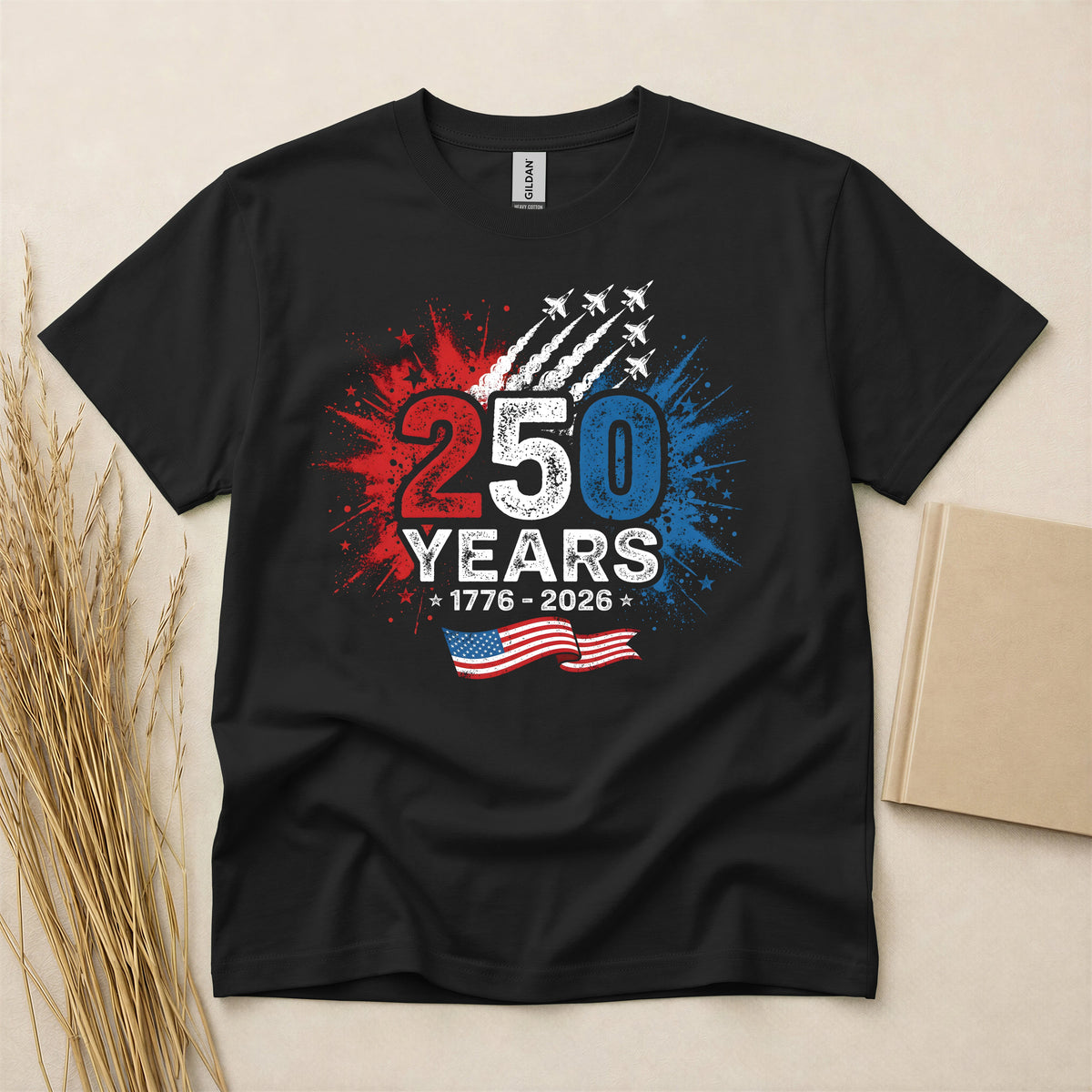 250 Years America Patriotic Anniversary T-Shirt USA Independence Day 1776-2026 Commemorative Short Sleeve Tee