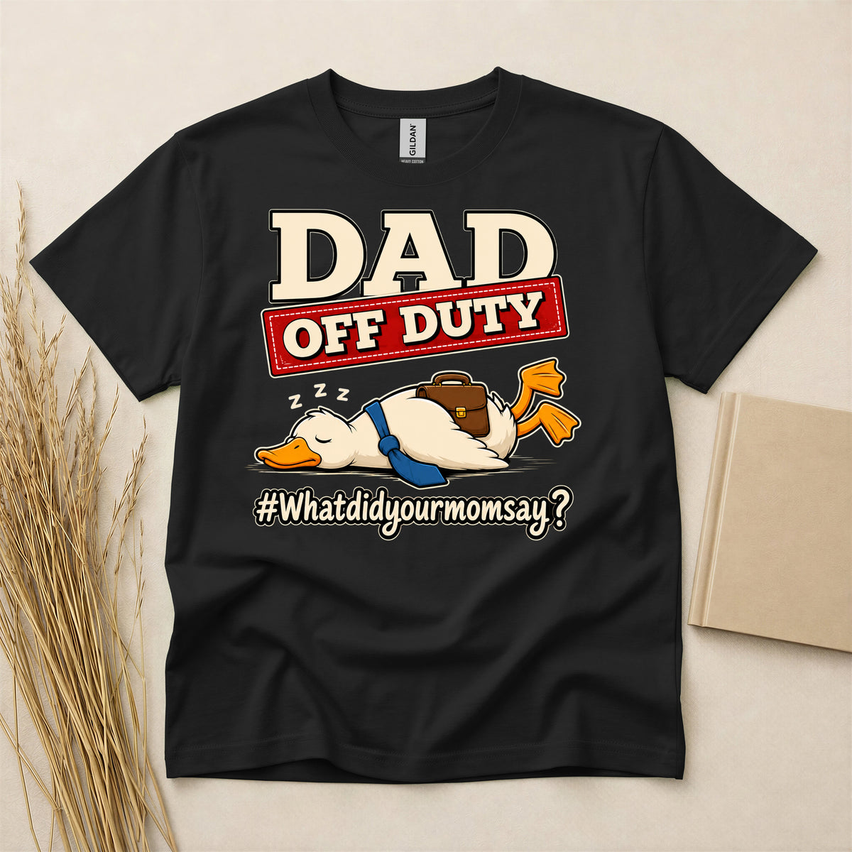 Dad Off Duty Parenting Humor T-Shirt Lightweight Breathable Soft Cotton Graphic Tee for Men Navy Blue Small to XXL