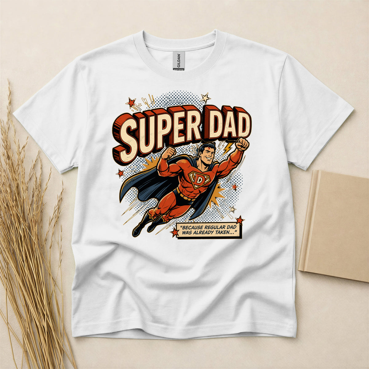 Superhero Dad Fathers Day Graphic T-Shirt Soft Breathable Cotton Short Sleeve Tee For Men Black Crew Neck Graphic Top