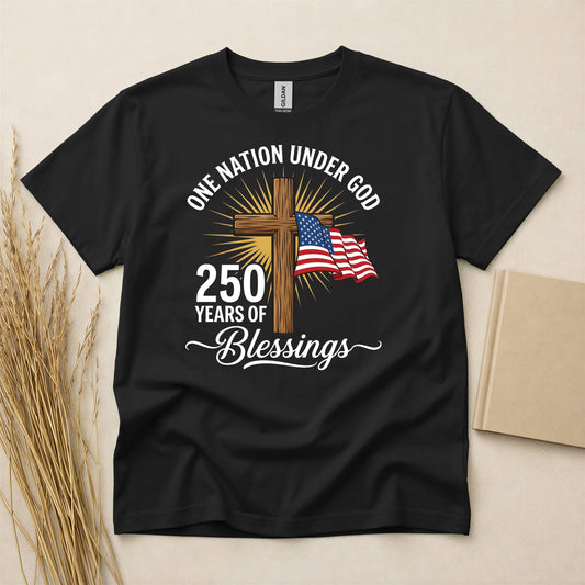 Faith And Freedom America 250 Celebration T-Shirt, Patriotic Unisex Basic Tee, US Independence Commemorative Apparel, Red White Blue Graphic