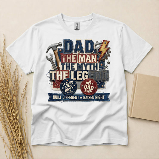 Legendary Dad Fathers Day Graphic T-Shirt Short Sleeve Crew Neck Cotton Blend Soft Breathable Lightweight Tee Black