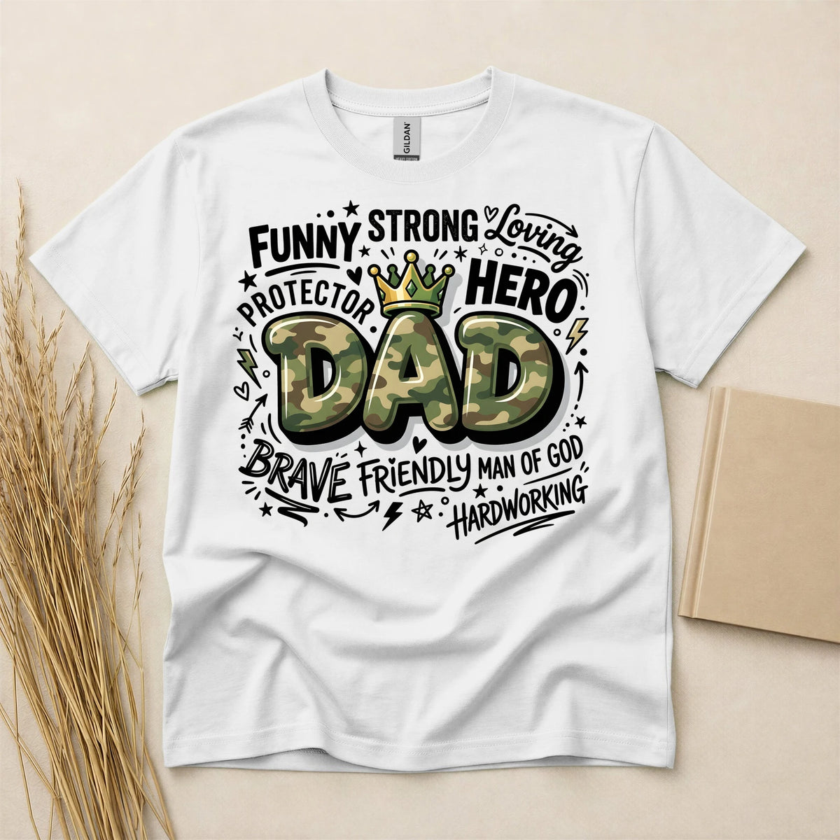 Strong Loving Dad Hero Protector T-Shirt, Father's Day Graphic Tee, Men's Short Sleeve Casual Apparel, Soft Cotton Style