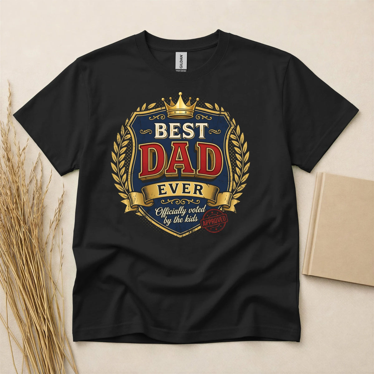 King Of The Family Graphic T-Shirt, Father's Day Gift, Black Short Sleeve Crew Neck Cotton Tee, Dad Themed Apparel