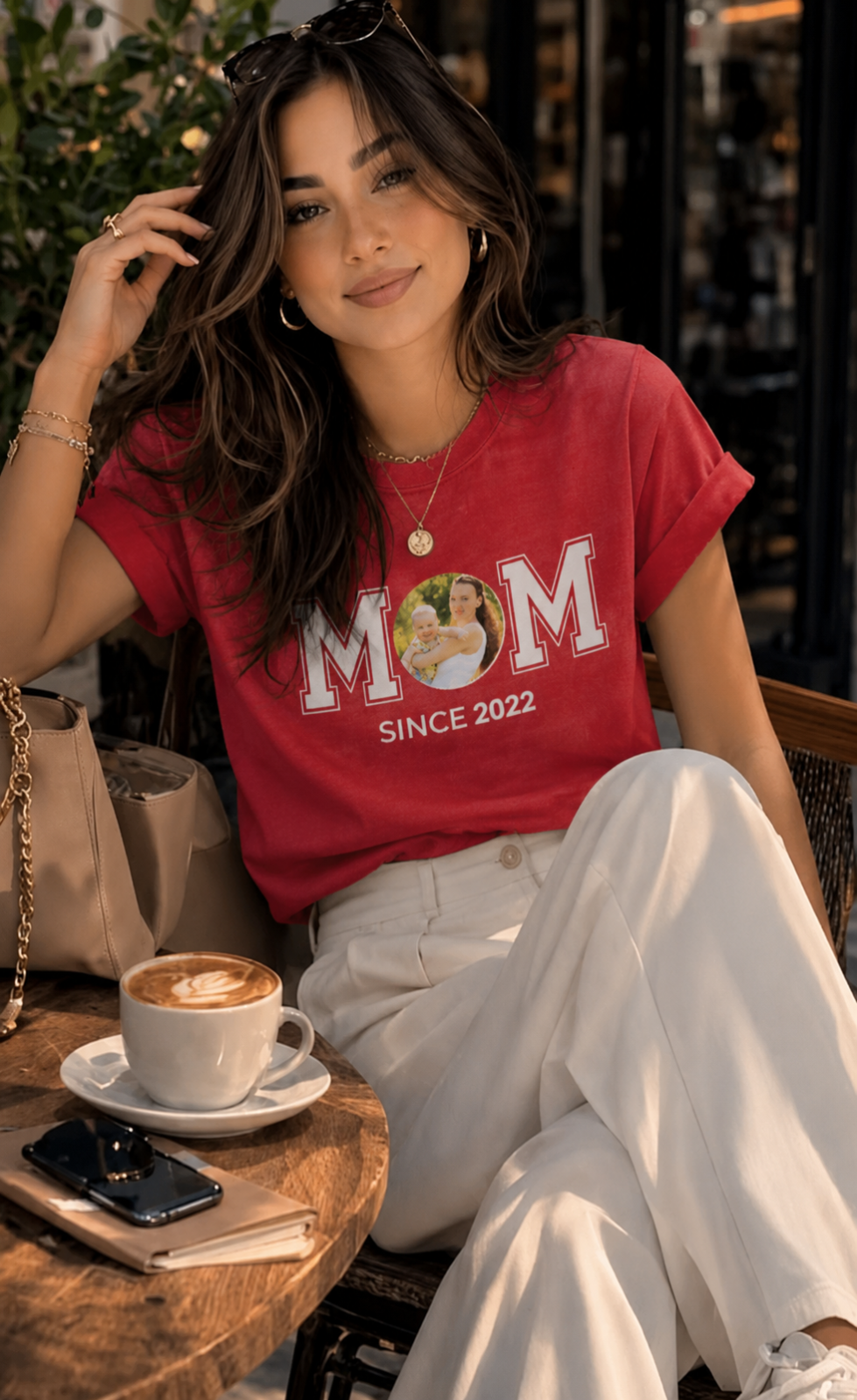 Personalized Mom Since Custom Year Minimalist Mother's Day T-Shirt - Custom Date Mom Gift Tee - White Soft Cotton Short Sleeve Shirt