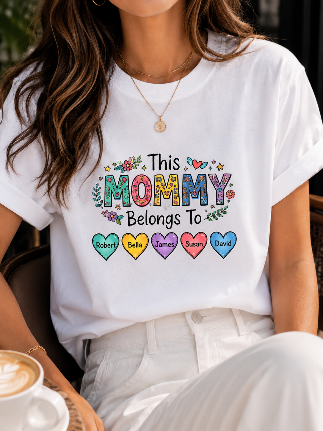 This Mommy Belongs To Personalized Kids Names Mother's Day T-Shirt Custom Family Name Graphic Soft Breathable Short Sleeve Tee