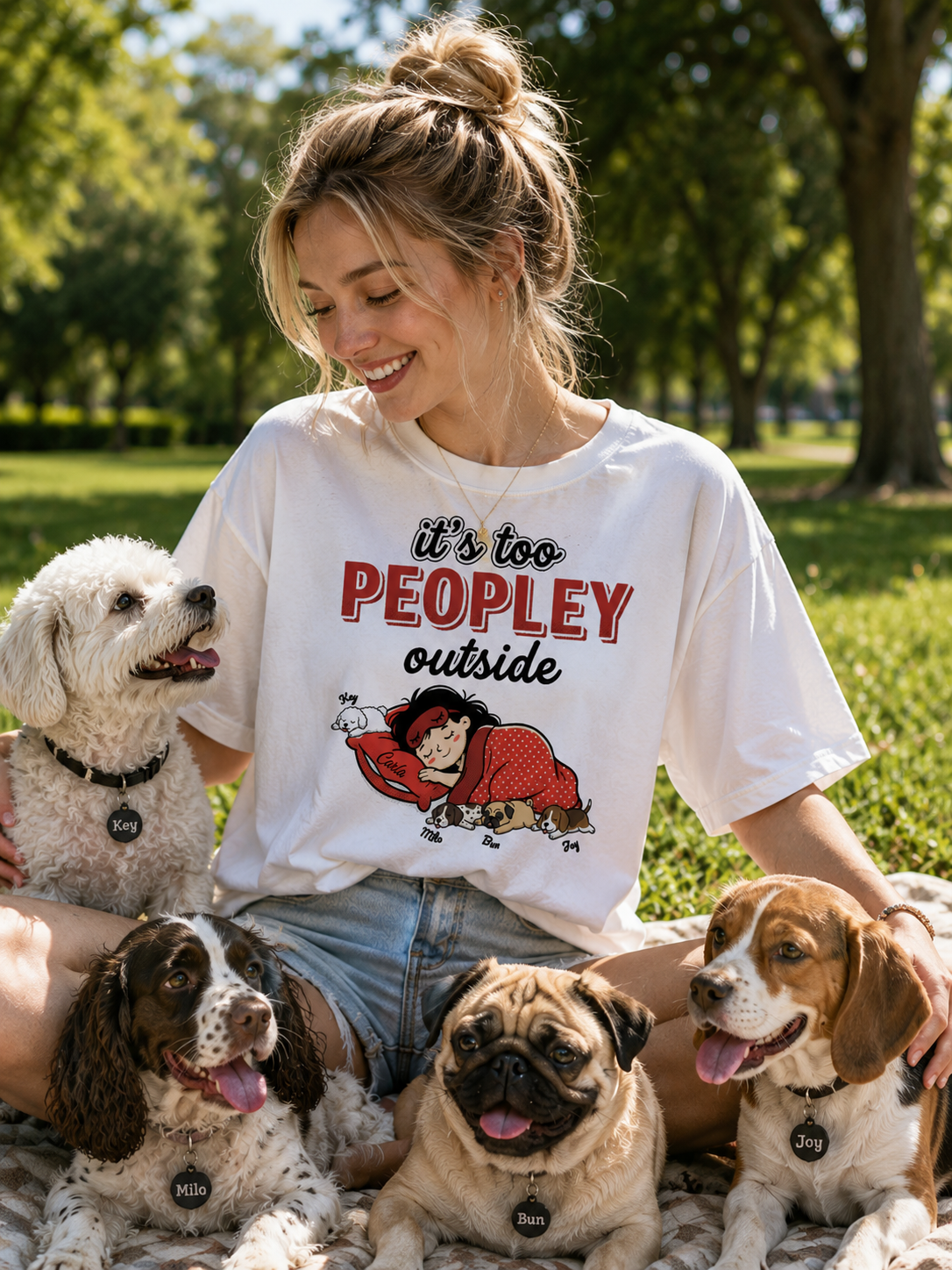 Personalized Dog Owner Custom Dog Family Graphic T-Shirt Breathable Soft Cotton Blend Pet Lover Tee