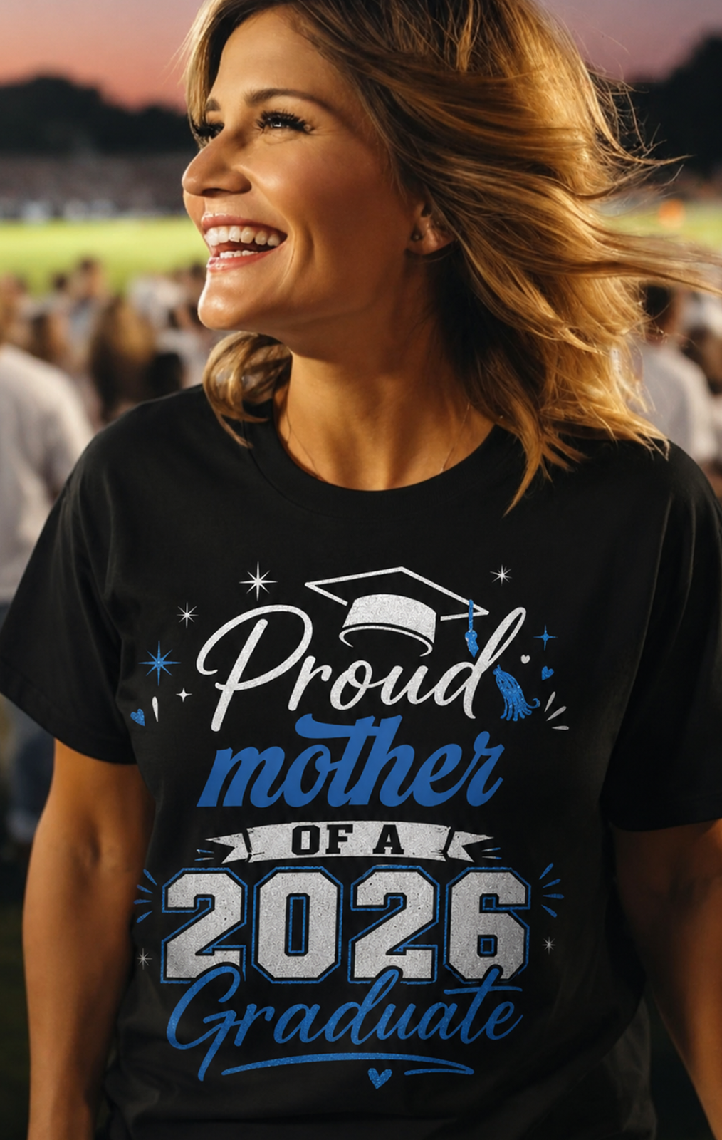 Proud Mother of a 2026 Graduate Black T-Shirt, Graduation Mom Gift Shirt, Comfortable Crew Neck Short Sleeve Tee