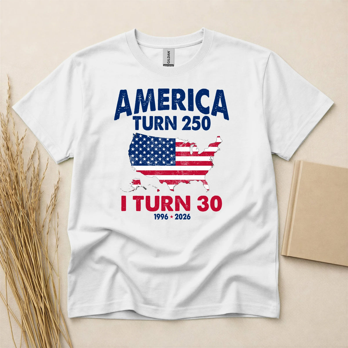 Custom America Turns 250 I Turn Birthday Shirt, 4th of July Matching Tee, USA 250th Anniversary Patriotic T-Shirt