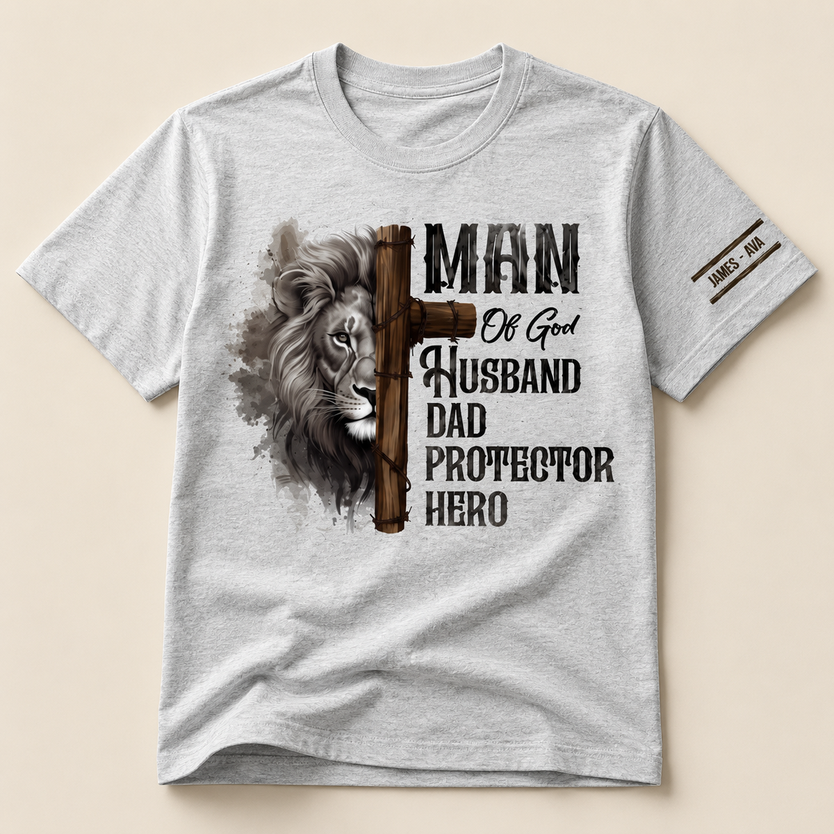 Personalized Faith-Based Dad T-Shirt Custom Sleeve Names Christian Father's Day Tee Soft Breathable Black Graphic Shirt