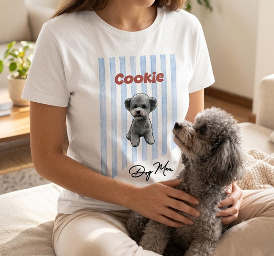 Personalized Pet Photo T-Shirt Custom Dog Cat Lover Gift Tee Upload Your Own Picture Short Sleeve Breathable Lightweight Top