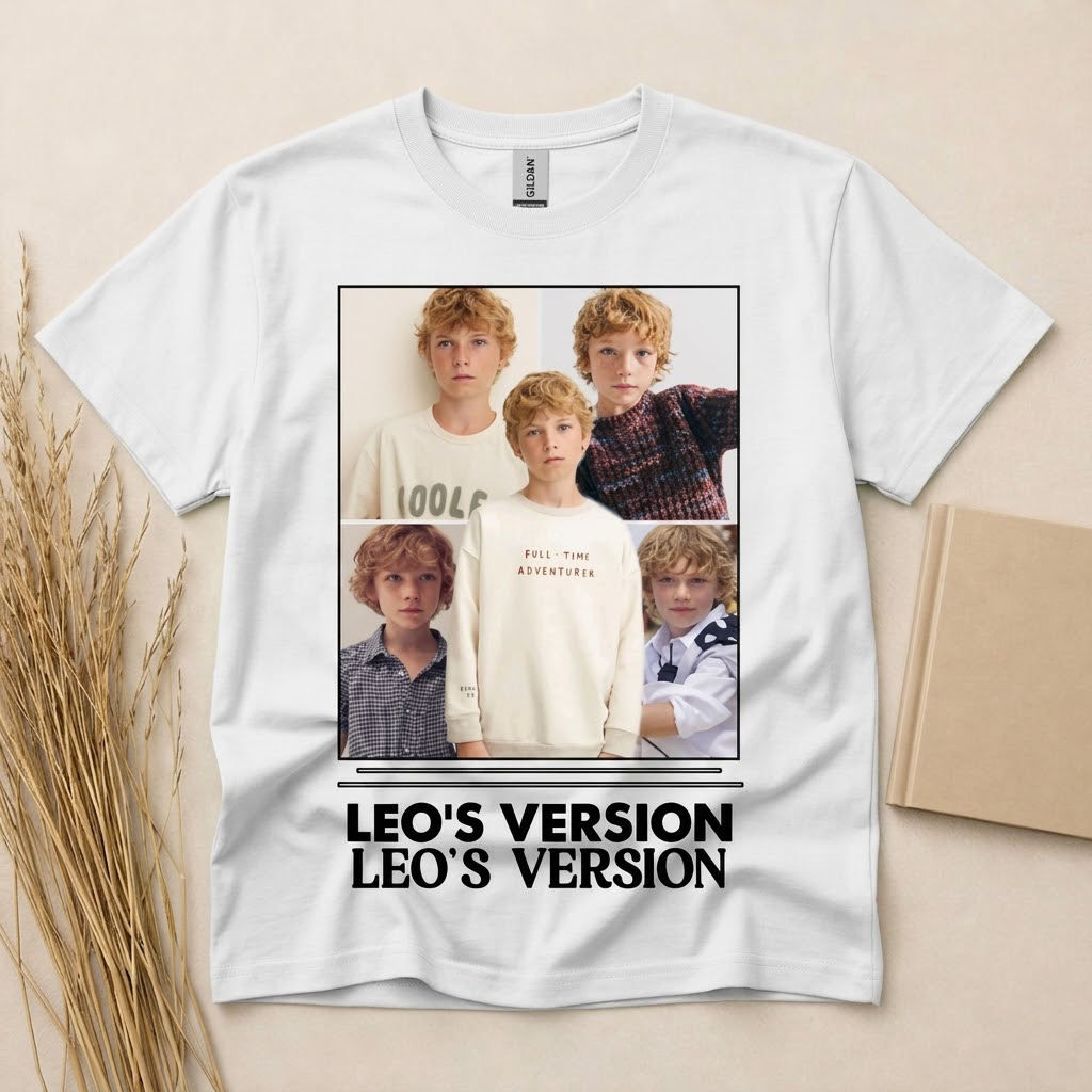 Personalized 4-Photo Custom T-Shirt Gift Custom Family Name Photo Collage Short Sleeve Graphic Tee White