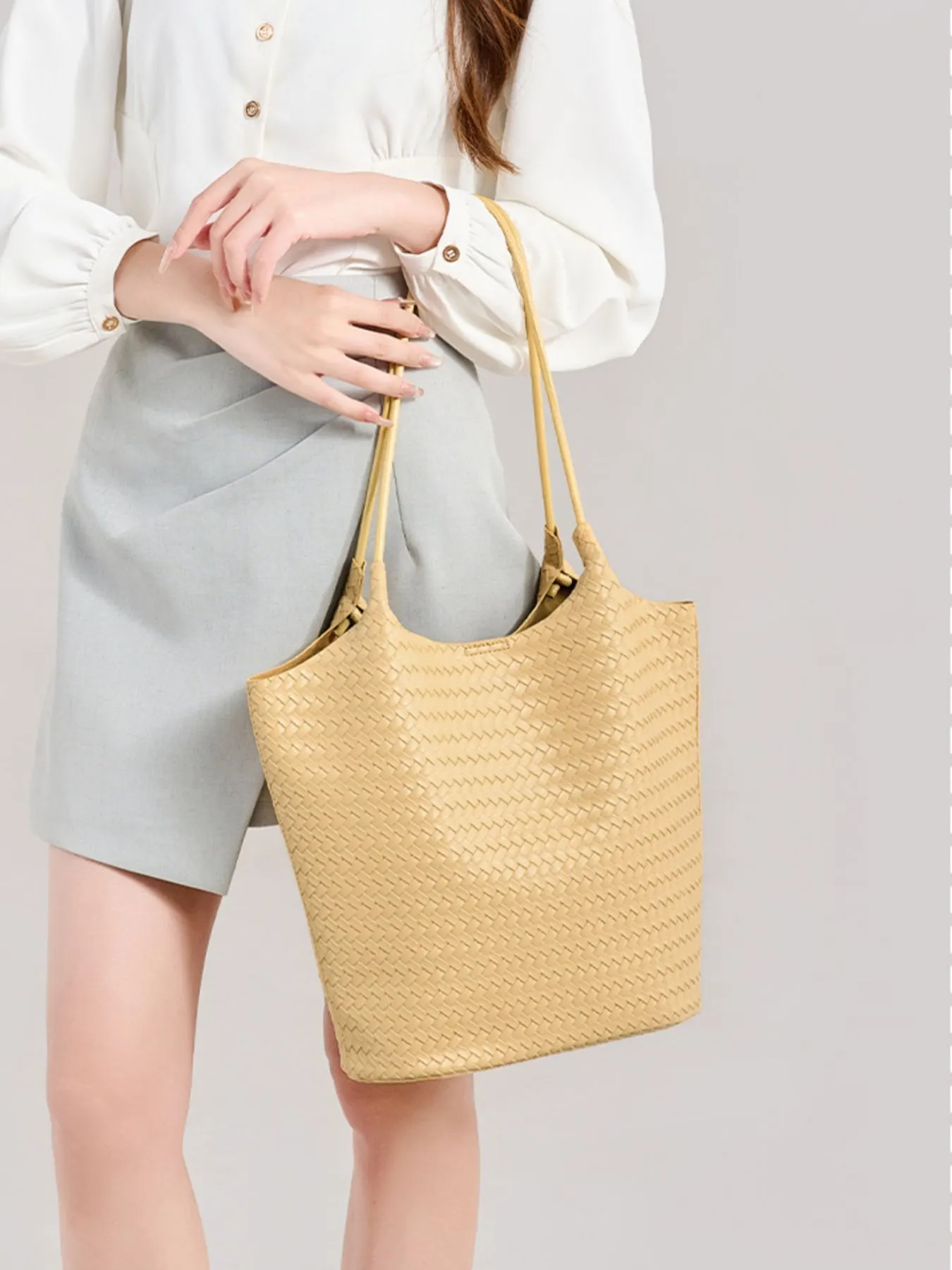 Elegant Woven Texture Tote Handbag