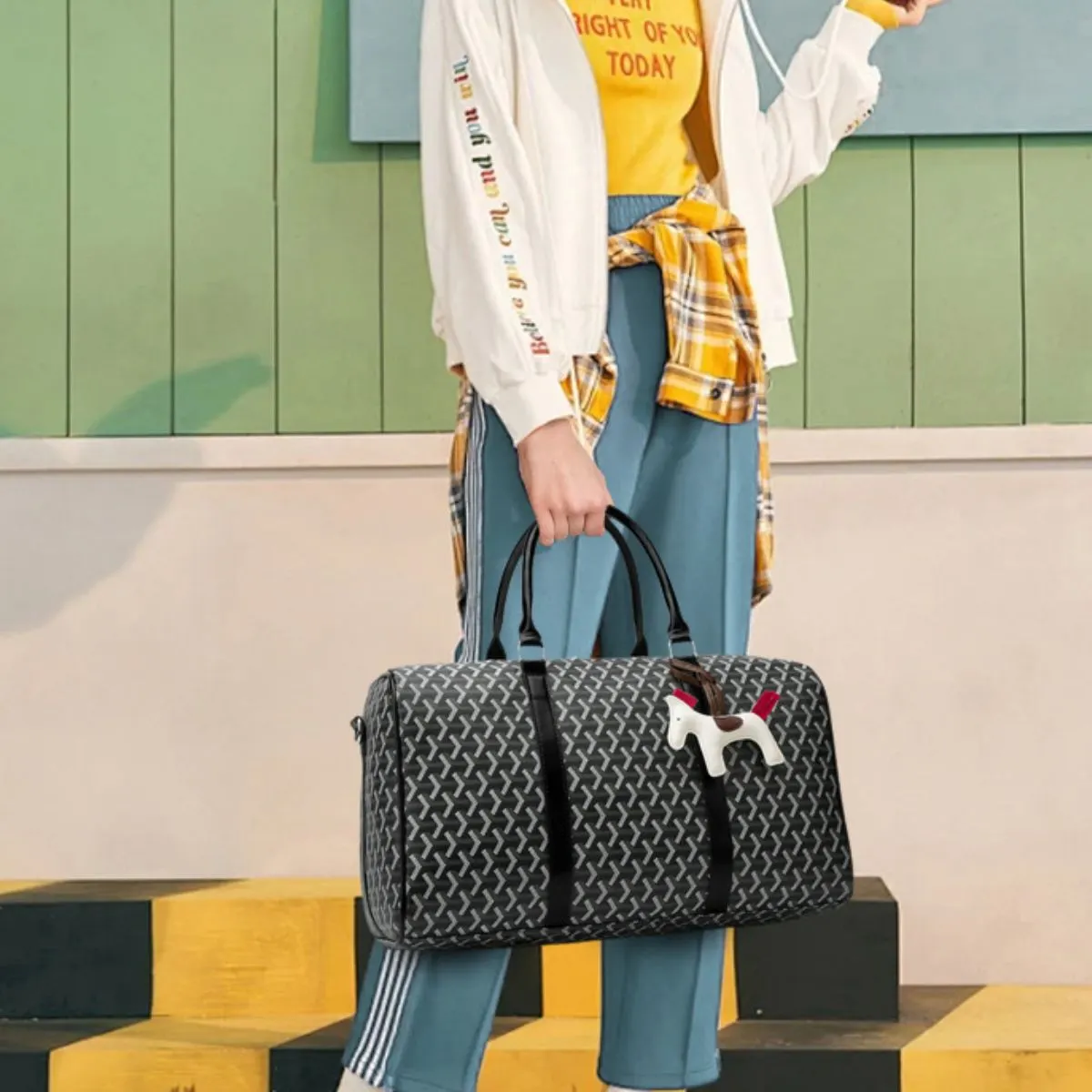 Geometric Pattern Travel Duffle Bag