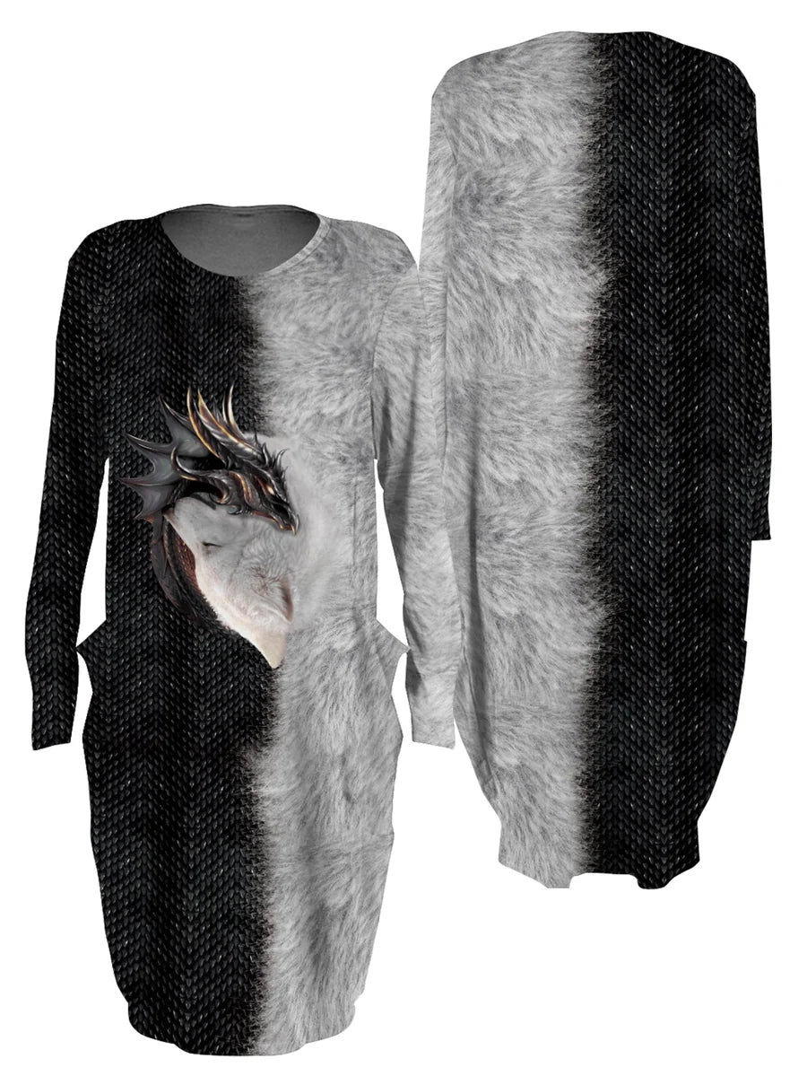 Women Batwing Pocket Dress