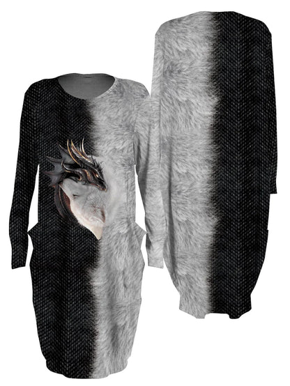 Women Batwing Pocket Dress
