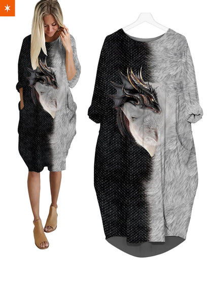 Women Batwing Pocket Dress